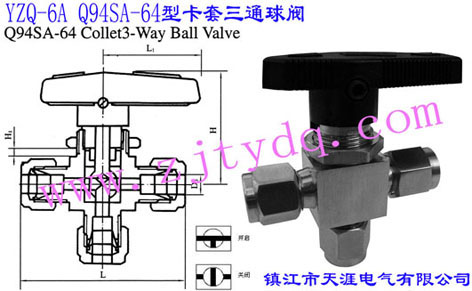 YZQ-6A Q94SA-64ͿͨyYZQ-6A Q94SA-64 Double Collet Three-way Ball Valve